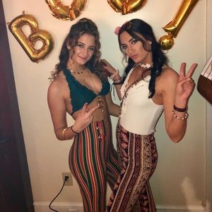 Orange and green striped pants